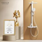 Emke - colonne de douche thermostatique avec d�bit r�glable, grande douchette de t�te 36x24 cm et 4 modes ...