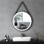 Miroir lumineux de salle de bain rond avec interrupteur tactile, 3 couleurs de lumière variable, cadre ... Miroir lumineux de salle de bain rond avec interrupteur tactile, 3 couleurs de lumière variable, cadre ...