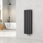 Emke - radiateur eau chaude en acier tube plat montage mural noir 90x30cm double couche
