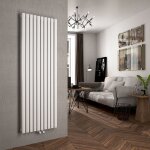 Emke - radiateur eau chaude en acier tube rond radiateur mural double couche 2175w blanc 180x60cm