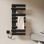 Emke radiateur s�che - serviettes �lectrique salle de bain avec thermostat, 85 x 40 cm, 285w, noir mat ...