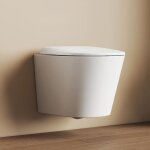 Emke wc suspendu compact sans bride c�ramique 49 cm, abattant soft - close avec de d�tachement rapide, ...