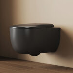 Emke wc suspendu sans bride c�ramique 55 cm, chasse spin 360� et abattant soft - close � d�clipsage rapide, ...