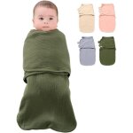 Emmaillotage 3 - en - 1 vert 0 - 3 mois, grand scratch, coton gaze, gigoteuse souple pour b�b� - s