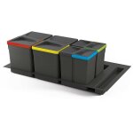 Kit de poubelles 2x15 l + 2x7 l module 900 mm plastique gris anthracite + base - emuca Kit de poubelles 2x15 l + 2x7 l module 900 mm plastique gris anthracite + base - emuca