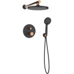 Encastr� noir / or rose robinet ensemble douche pluie mitigeur mural douchette moonlight
