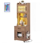 Enceinte bac � liti�re chat �tag�res de rangement meuble toilette cach�e station de charge lumi�re led ...