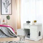 Enceinte de bac  litire pour chat meubles de toilette cachs pour chat avec tiroir et 2 portes table ...