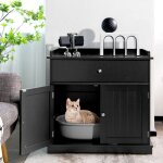 Enceinte de bac  litire pour chat meubles de toilette cachs pour chat avec tiroir et 2 portes table ...