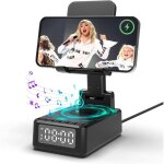 Enceinte bluetooth portable 5 en1, reveil matin, chargeur sans fil, support pliable pour t�l�phone portable ...