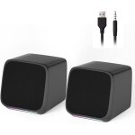 Enceintes d'ordinateur compactes, enceintes pour pc de bureau, avec prise jack 3, 5 mm, �clairage d'ambiance, ...