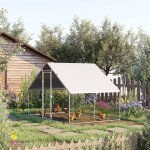 Enclos poulailler 300x200x200cm grande voli�re acier galvanis� robuste couleur argent