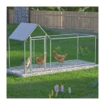 Neche - enclos poulailler 3x1x1. 5m avec toit impermable, serrure de scurit, anti uv, acier galvanis, ...