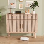 Enfilade 100 cm avec deux tiroirs, deux portes d'armoire, design de planche � vaguesen bois, 100x34x73 ...