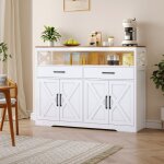 Enfilade 140x40x105 cm, avec 2 tiroirs, 4 portes, �tag�res r�glables, style scandinave, convient pour ...