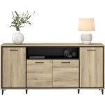 Enfilade avec leds - ostara - chene / noir - 4 portes et 1 niche - parisot