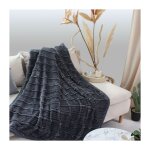 Enjoy home - plaid effet velours c�tel� gris fonc� 130x170cm - 130x170cm - gris anthracite