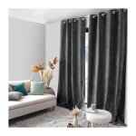 Enjoy home - rideau thermique en velours tramé 'velvet' - 140x260cm - gris anthracite Enjoy home - rideau thermique en velours tramé 'velvet' - 140x260cm - gris anthracite