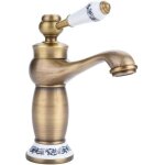 Enowelir 1pc robinet antique vintage en laiton avec porcelaine bleue et blanche, robinet m�langeur � ...