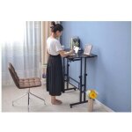 Enowelir 60cm adjustable height stand up laptop desk computer standing desk with rollers (white maple) ...