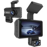 Enregistreur vid�o de voiture, cam�ra de tableau de bord double objectif, cam�ra vid�o dvr vision nocturne, ...