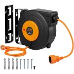 Enrouleur de cable deextension retractable, 15 m, 1600 w avec cordon dealimentation 1 m protection contre ...