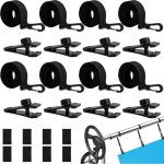 Enrouleur de piscine - bandes de maintien - lot de 8 bandes de fixation et pinces - accessoires pour ... Enrouleur de piscine - bandes de maintien - lot de 8 bandes de fixation et pinces - accessoires pour ...