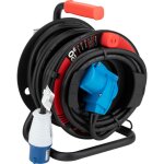 Enrouleur schuko / cee p17 20m - noir / bleu protec