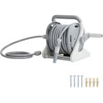 Enrouleur tuyau arrosage mural - outsunny - 20 + 2 m x � 15 mm - buse � 2 modes - plastique - gris
