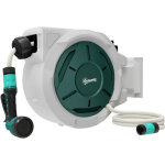 Enrouleur tuyau arrosage mural - outsunny - 30 m x � 15 mm - r�tractable automatique pivotant � 180� ...