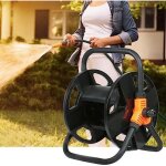 Enrouleur de tuyau d'arrosage, petit enrouleur de tuyau d'arrosage portable, chariot de rangement de ...