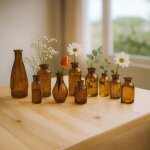 Ensemble de 10 mini vases decoratifs en verre - style vintage texture