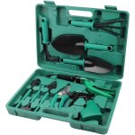 Ensemble de 10 outils de jardinage avec bo�te de rangement, comprenant transplantoirs, ciseaux, herse ...
