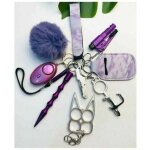 Ensemble de 11 pièces de porte - clés d'auto - défense en violet pour les femmes - porte - clés portable ... Ensemble de 11 pièces de porte - clés d'auto - défense en violet pour les femmes - porte - clés portable ...