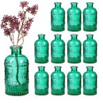Ensemble de 12 vases en verre, design vintage, 13 x 6 cm, mini - vases pour décoration de table, vert ... Ensemble de 12 vases en verre, design vintage, 13 x 6 cm, mini - vases pour décoration de table, vert ...