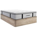 Ensemble 140 x 190 cm sommier coffre naturel clair + matelas ressorts ensach�s surmatelas int�gr� �p. ...