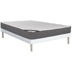 Ensemble 140 x 190 cm sommier + matelas ressorts ensach�s 5 zones accueil m�moire de forme �p. 23cm - ...