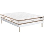 Ensemble 140 x 190 cm sommier tapissier + matelas hybride ressorts ensach�s 7 zones et mousse � m�moire ...