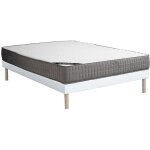 Ensemble 140 x 190 cm sommier tapissier + matelas mousse et accueil m�moire de forme 11 zones �p. 22cm ...