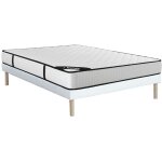 Ensemble 140 x 190 cm sommier tapissier + matelas ressorts ensach�s 7 zones et m�moire de forme �p. 22cm ...