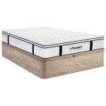 Ensemble 160 x 200 cm sommier coffre naturel clair + matelas anti - feu ressorts ensach�s et surmatelas ...