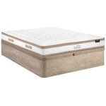 Ensemble 160 x 200 cm sommier coffre naturel clair + matelas hybride ressorts ensach�s 7 zones et mousse ...