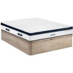 Ensemble 160 x 200 cm sommier coffre naturel clair + matelas ressorts ensach�s 5 zones coutil rafraichissant ...
