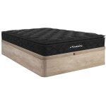 Ensemble 160 x 200 cm sommier coffre naturel clair + matelas ressorts ensach�s surmatelas int�gr� �p. ...