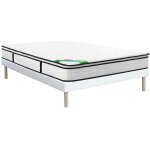 Ensemble 160 x 200 cm sommier tapissier + matelas ressorts ensach�s 7 zones surmatelas int�gr� et coutil ...