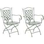 Clp - lot de 2 chaises de jardin pliables adara en fer vert antique