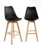 Ensemble de 2 chaises de bar scandinaves, assise large et confortable avec coussin int�gr� en similicuir, ...