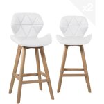 Ensemble de 2 chaises de bar scandinaves, assise rembourr�e en similicuir avec dossier, hauteur d'assise ...