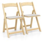 Ensemble 2 chaises cuisine pliantes pieds bois hva rembourrs naturel cw94977