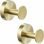 Ensemble de 2 crochets pour peignoirs, � fond rond, en acier inoxydable, finition bross�e dor�e